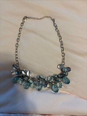 belk Silver-Tone Necklace with Aqua Blue Glass Drops